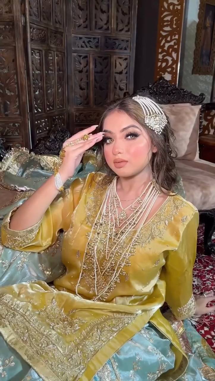 Mustard Yellow Kurta & Sea Green Sharara Set